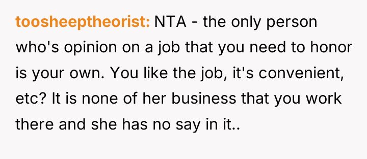 toosheeptheorist NTA - the only person who's opinion on a...