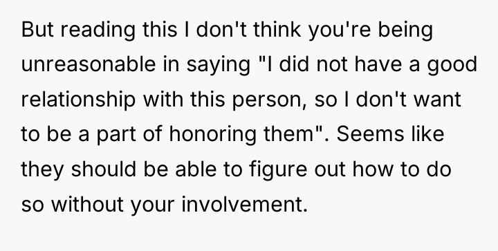 But reading this I don't think you're being unreasonable in...