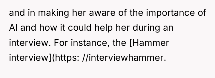 and in making her aware of the importance of AI...