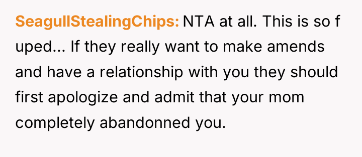 SeagullStealingChips NTA at all. This is so f uped... If...