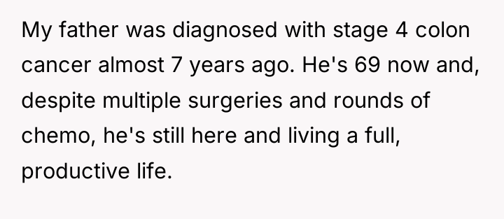 My father was diagnosed with stage 4 colon cancer almost...