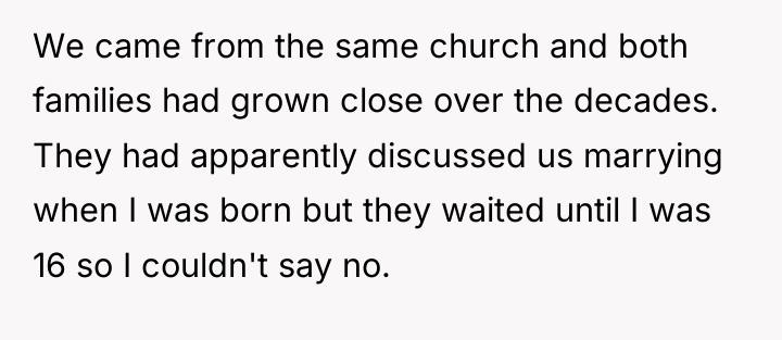 We came from the same church and both families had...
