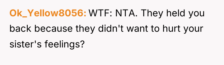 Ok_Yellow8056 WTF: NTA. They held you back because they didn't...