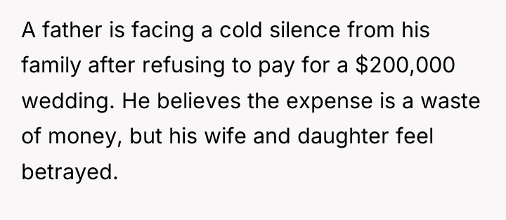 A father is facing a cold silence from his family...