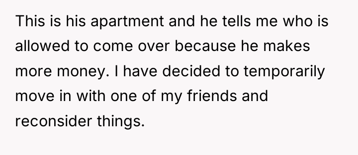This is his apartment and he tells me who is...