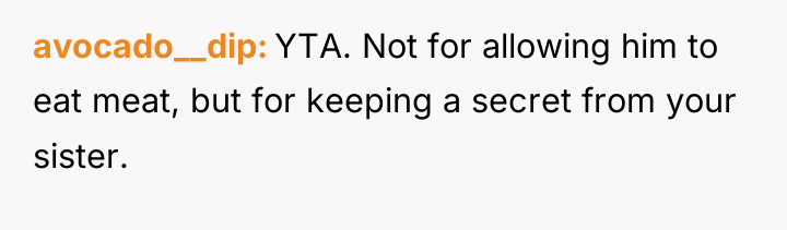 avocado__dip YTA. Not for allowing him to eat meat, but...