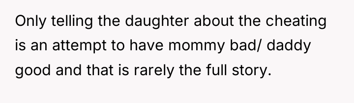 Only telling the daughter about the cheating is an attempt...