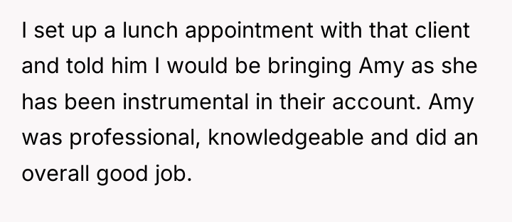 I set up a lunch appointment with that client and...