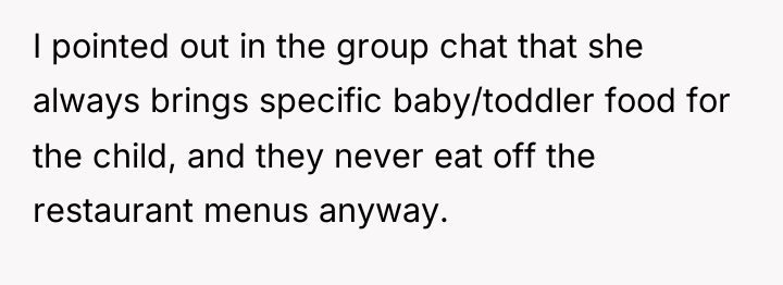 I pointed out in the group chat that she always...