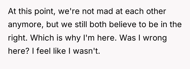 At this point, we're not mad at each other anymore,...