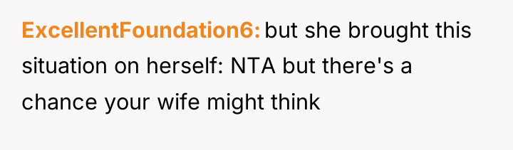 ExcellentFoundation6 but she brought this situation on herself: NTA but...