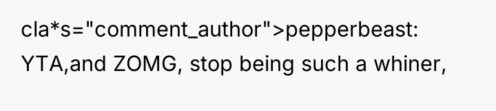 cla*s="comment_author">pepperbeast: YTA,and ZOMG, stop being such a whiner,