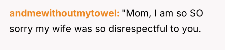 andmewithoutmytowel "Mom, I am so SO sorry my wife was...