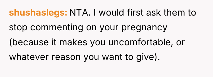 shushaslegs NTA. I would first ask them to stop commenting...