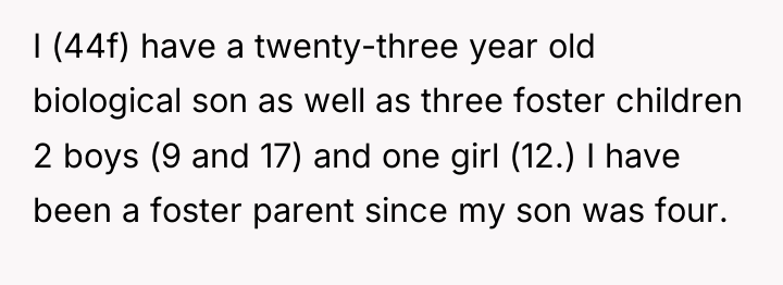 I (44f) have a twenty-three year old biological son as...