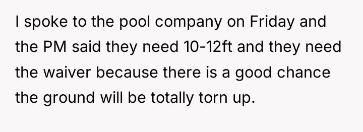 I spoke to the pool company on Friday and the...