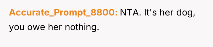 Accurate_Prompt_8800 NTA. It's her dog, you owe her nothing.