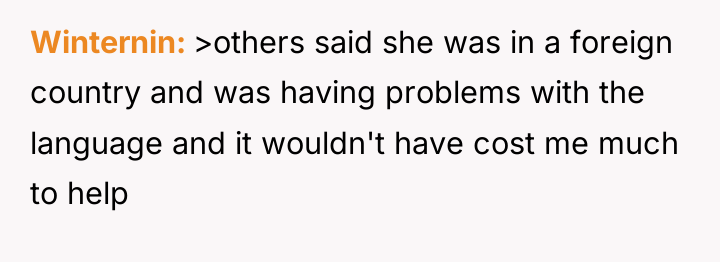 Winternin >others said she was in a foreign country and...