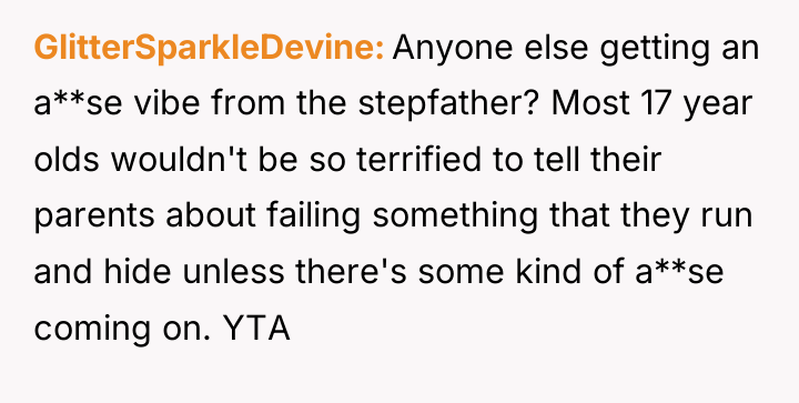 GlitterSparkleDevine Anyone else getting an a**se vibe from the stepfather?...