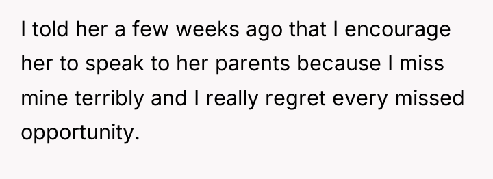I told her a few weeks ago that I encourage...