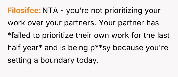 Filosifee NTA - you're not prioritizing your work over your...