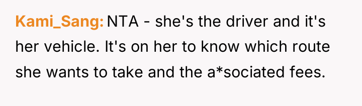 Kami_Sang NTA - she's the driver and it's her vehicle....