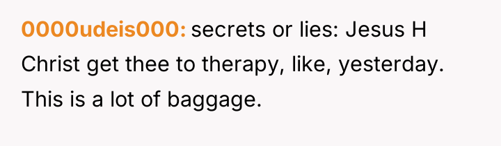 0000udeis000 secrets or lies: Jesus H Christ get thee to...