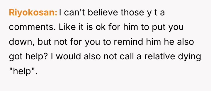 Riyokosan I can't believe those y t a comments. Like...