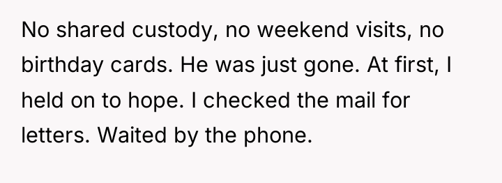 No shared custody, no weekend visits, no birthday cards. He...