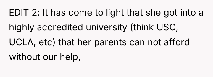 EDIT 2: It has come to light that she got...