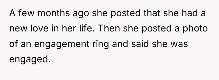A few months ago she posted that she had a...