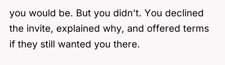 you would be. But you didn't. You declined the invite,...