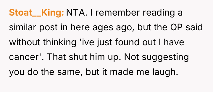 Stoat__King NTA. I remember reading a similar post in here...