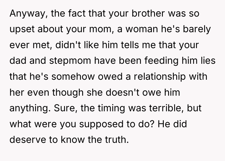 Anyway, the fact that your brother was so upset about...