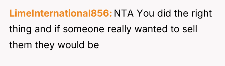 LimeInternational856 NTA You did the right thing and if someone...