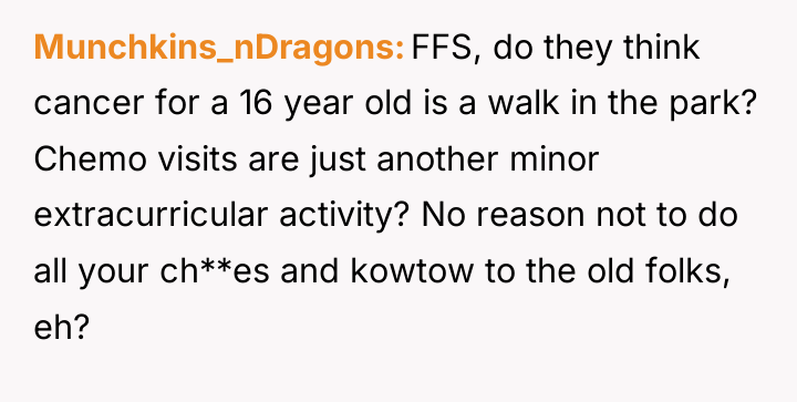 Munchkins_nDragons FFS, do they think cancer for a 16 year...