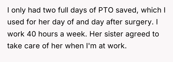I only had two full days of PTO saved, which...