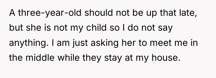 A three-year-old should not be up that late, but she...