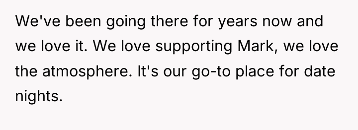 We've been going there for years now and we love...