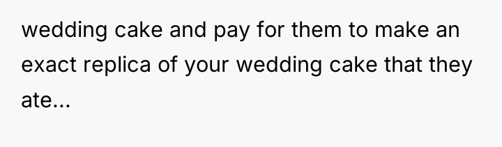 wedding cake and pay for them to make an exact...