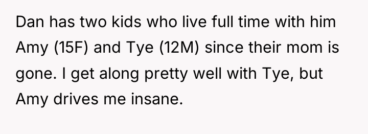 Dan has two kids who live full time with him...