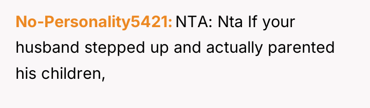 No-Personality5421 NTA: Nta If your husband stepped up and actually...