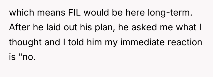 which means FIL would be here long-term. After he laid...