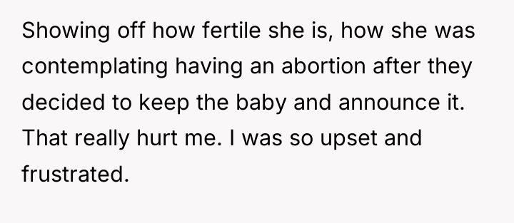 Showing off how fertile she is, how she was contemplating...
