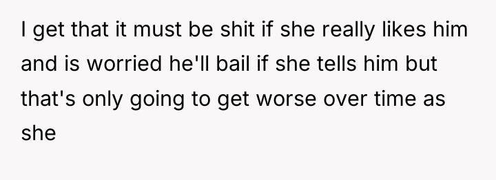 I get that it must be shit if she really...