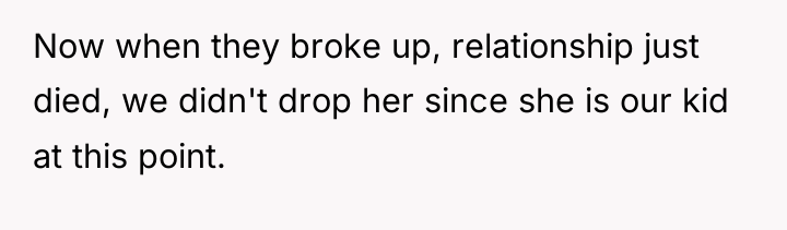 Now when they broke up, relationship just died, we didn't...