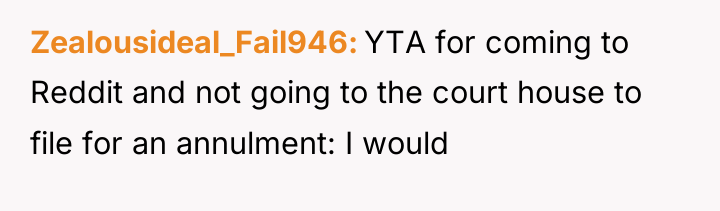 Zealousideal_Fail946 YTA for coming to Reddit and not going to...