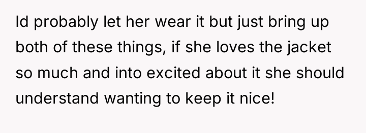 Id probably let her wear it but just bring up...