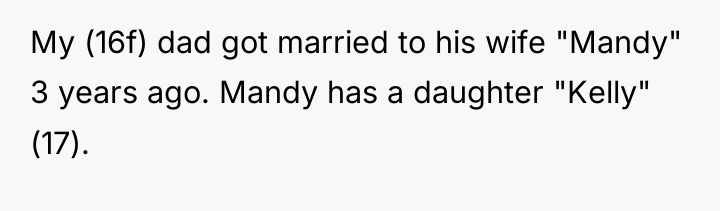 My (16f) dad got married to his wife "Mandy" 3...