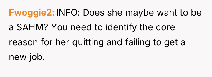Fwoggie2 INFO: Does she maybe want to be a SAHM?...